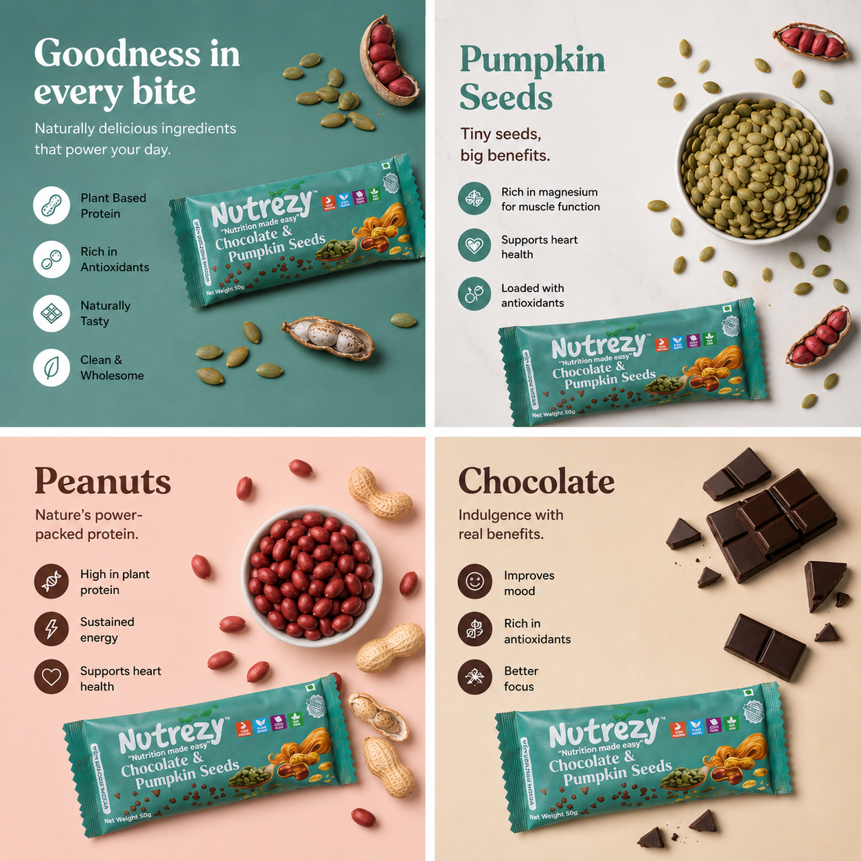 Pumpkin seed and chocolate Bar- Pack of 6 - 300gms
